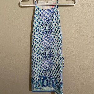 Lilly  Pulitzer Women’s Pearl Romper  Blue and White Engineered Print Size 8